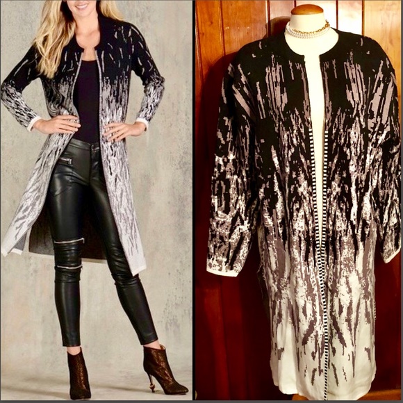 PLUS BLACK/WHITE OMBRE CARDIGAN - Picture 2 of 7